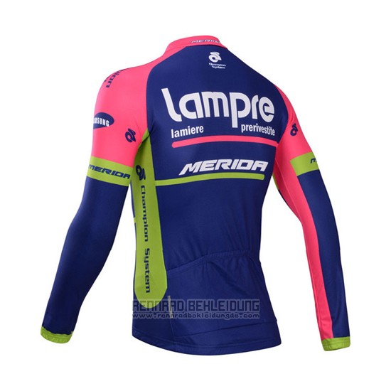 2014 Fahrradbekleidung Lampre Merida Rosa und Blau Trikot Langarm und Tragerhose